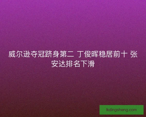 威尔逊夺冠跻身第二 丁俊晖稳居前十 张安达排名下滑